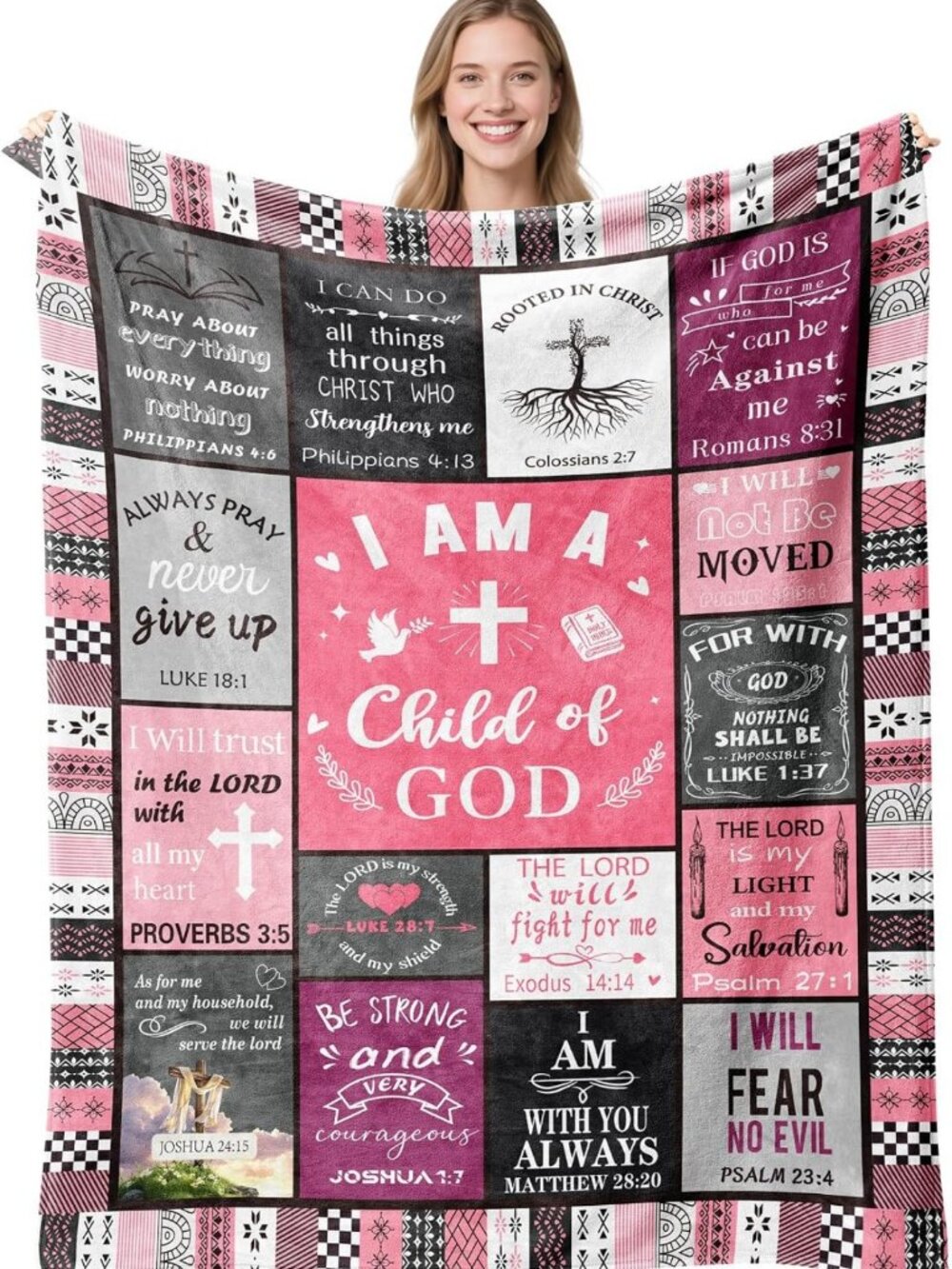 Cozy Pink Blanket 80''x60'' - Perfect Christian Gift & Birthday Present for